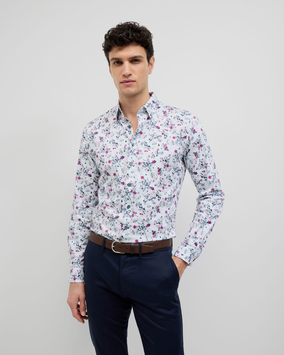 Fusion Floral Long Sleeve Shirt, Magenta, hi-res
